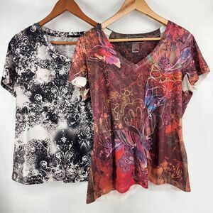 Women's Abstract Print Short Sleeve T-Shirt Blouses Women's Large Appropriate Be
